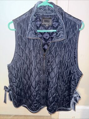 Banana Republic Quilted Dark Navy Vest with Side Ties